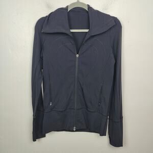 Lululemon In Stride Jacket Black Womens 4 Luon Full Zip Running Stretch BBL‎